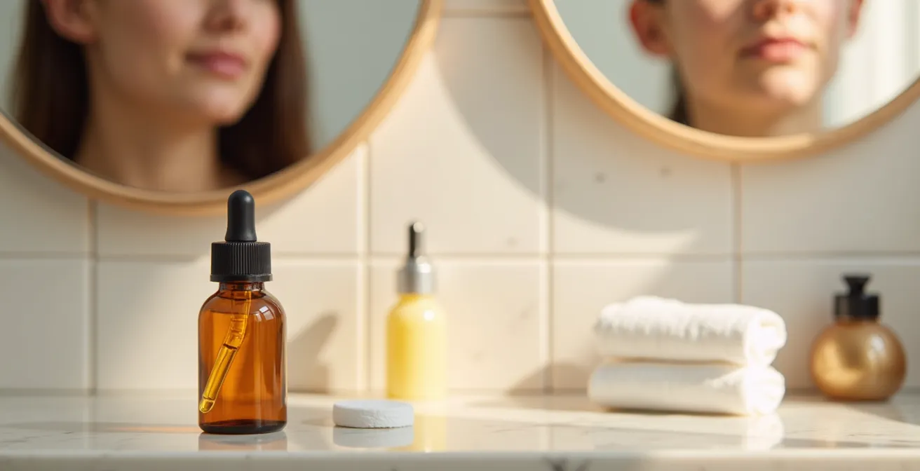 Application d'huile démaquillante sur des lèvres maquillées avec de l'encre