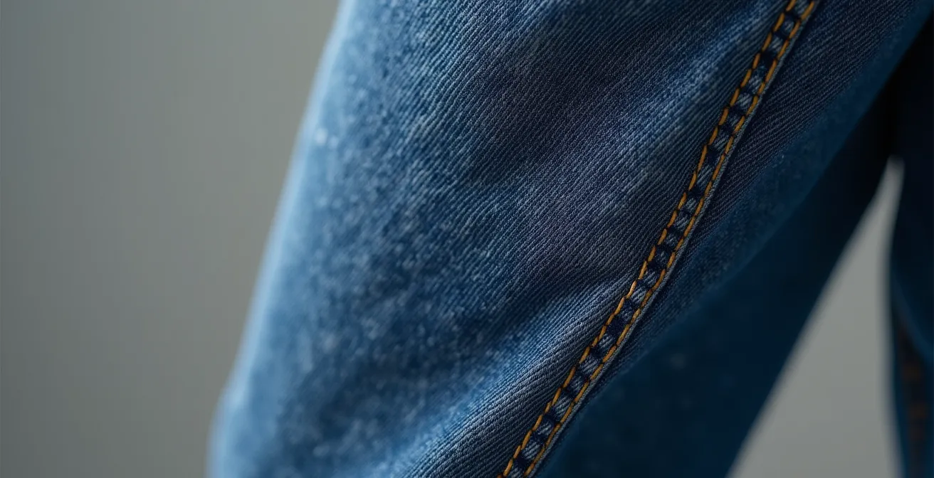 Détail de l'évasement d'un jean bootcut créant une ligne verticale allongeante